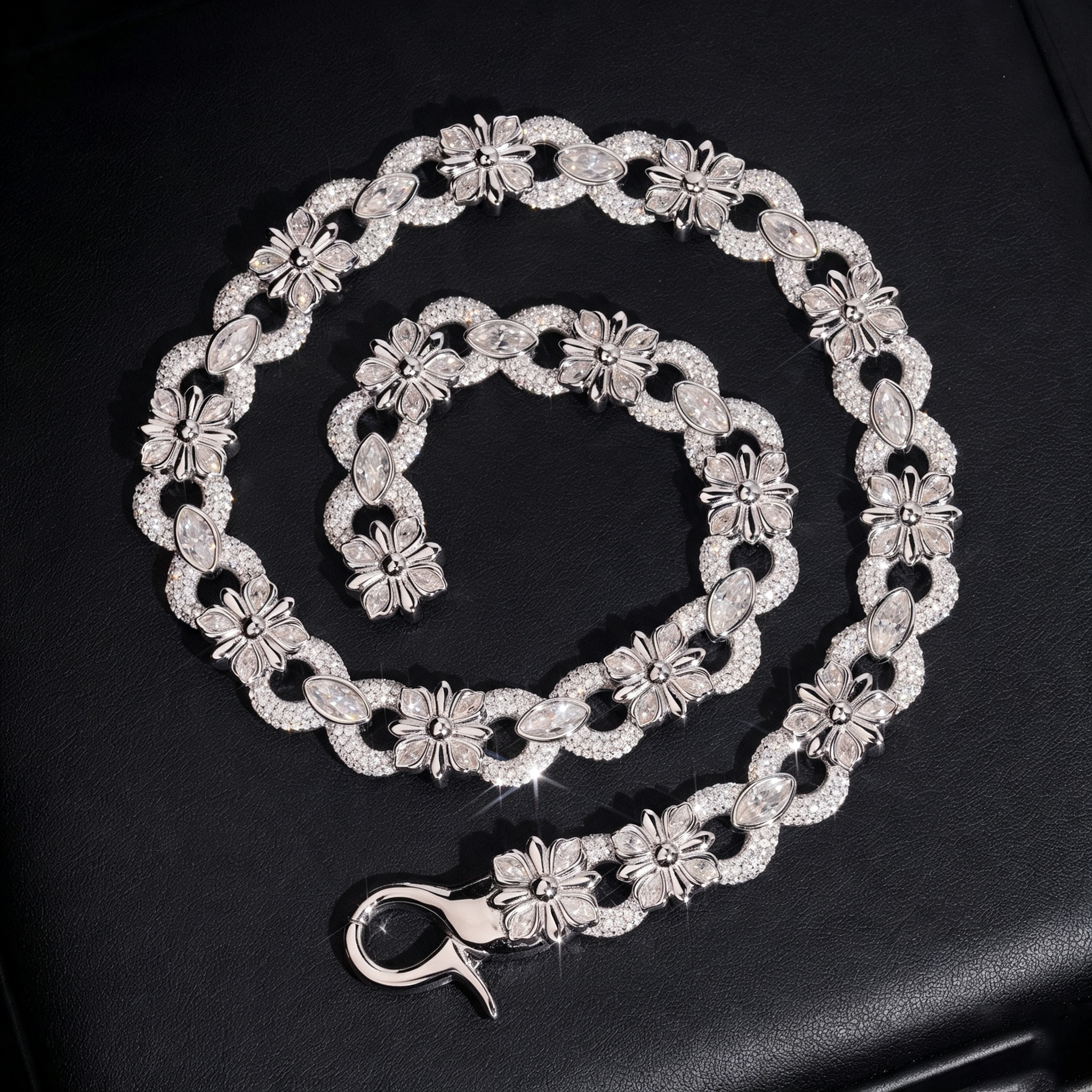 15mm Moissanite cross infinity link wallet Chain Lock