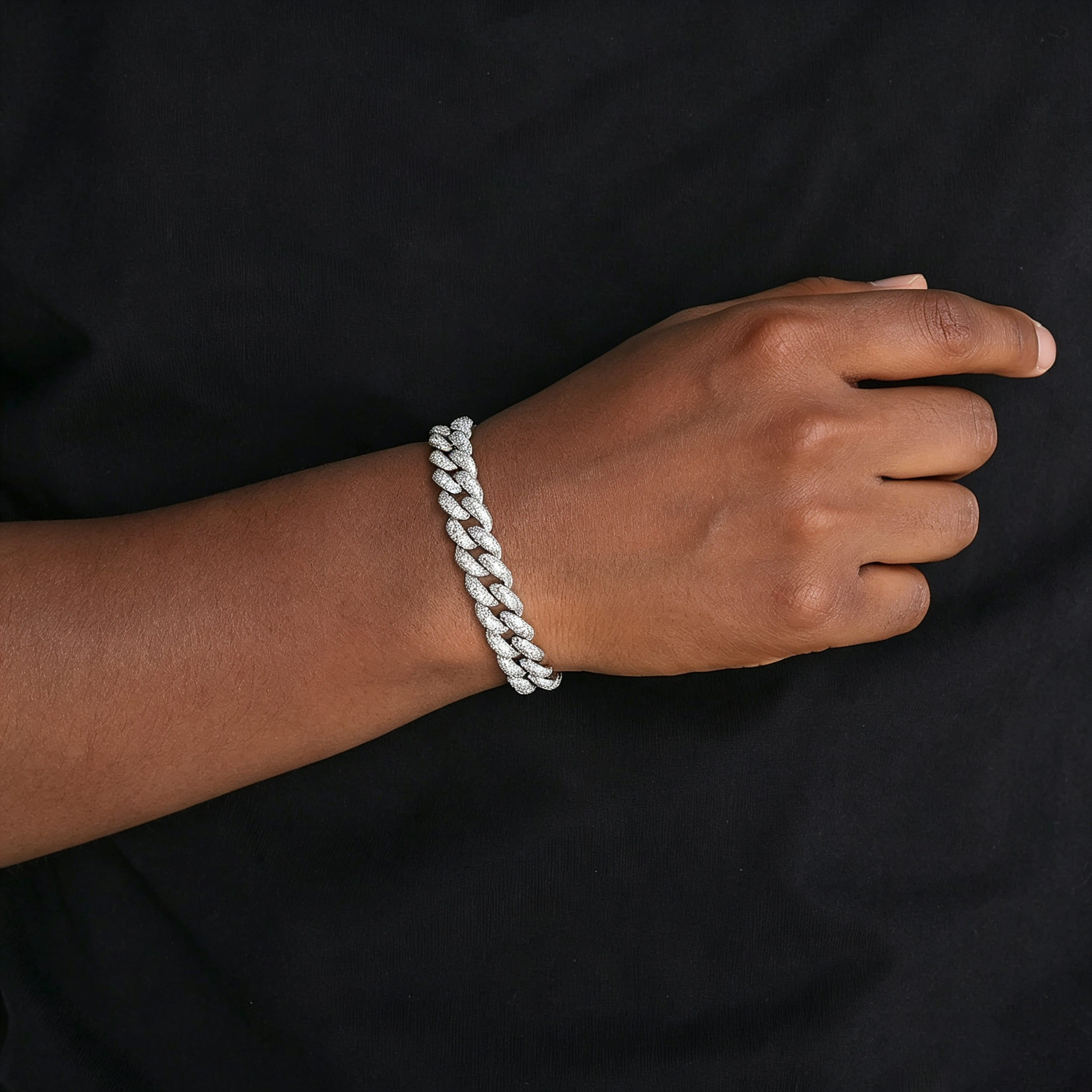 12mm S925 Moissanite 4-Row Cuban Bracelet