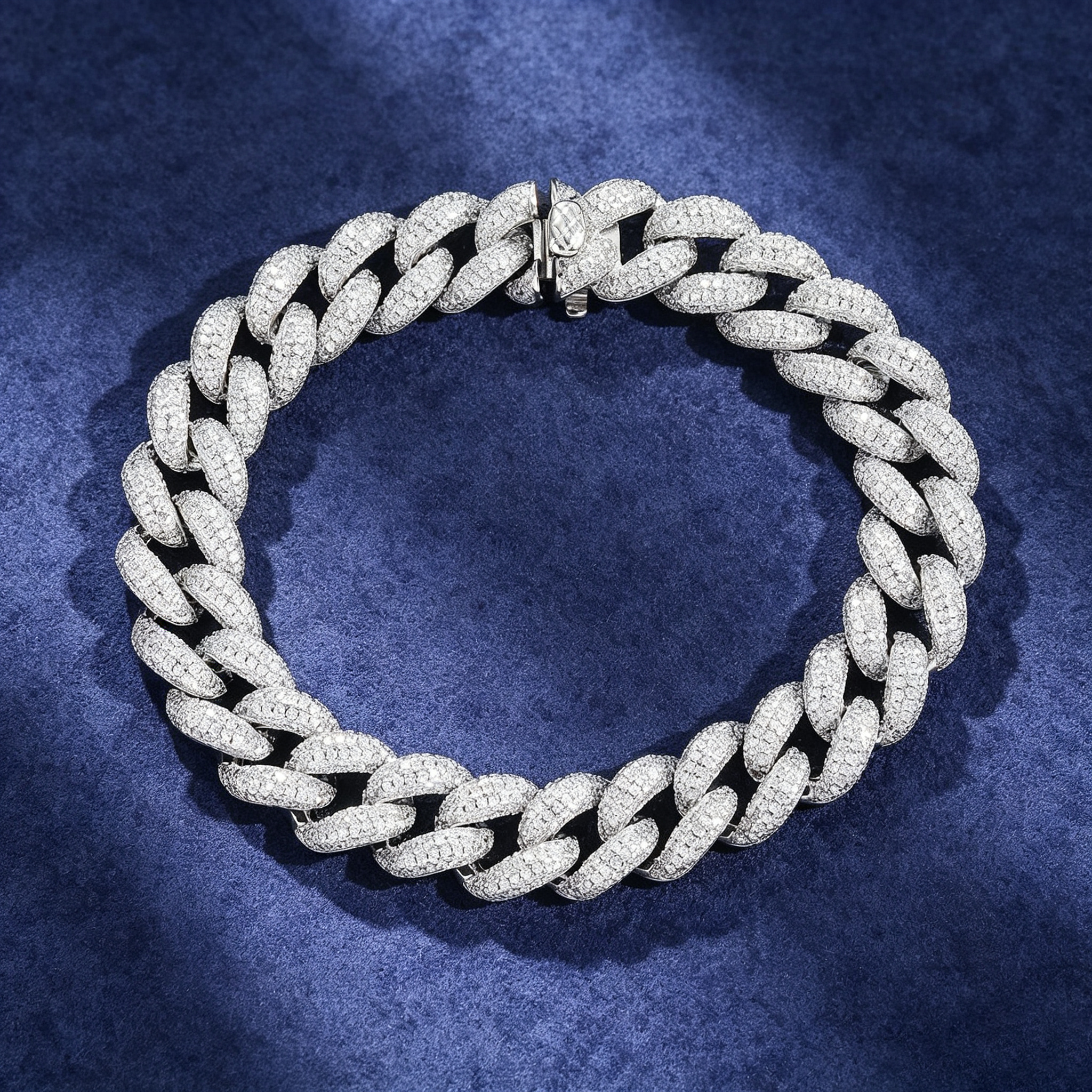 12mm S925 Moissanite 4-Row Cuban Bracelet