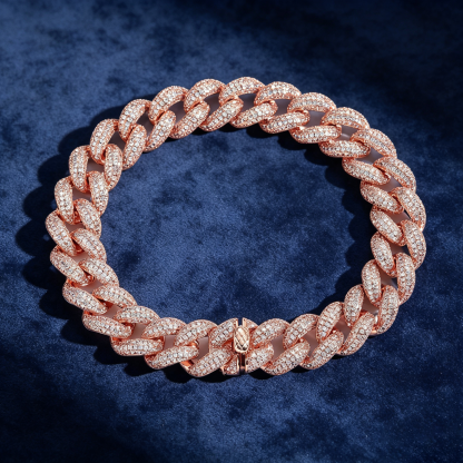 12mm S925 Moissanite 4-Row Cuban Bracelet