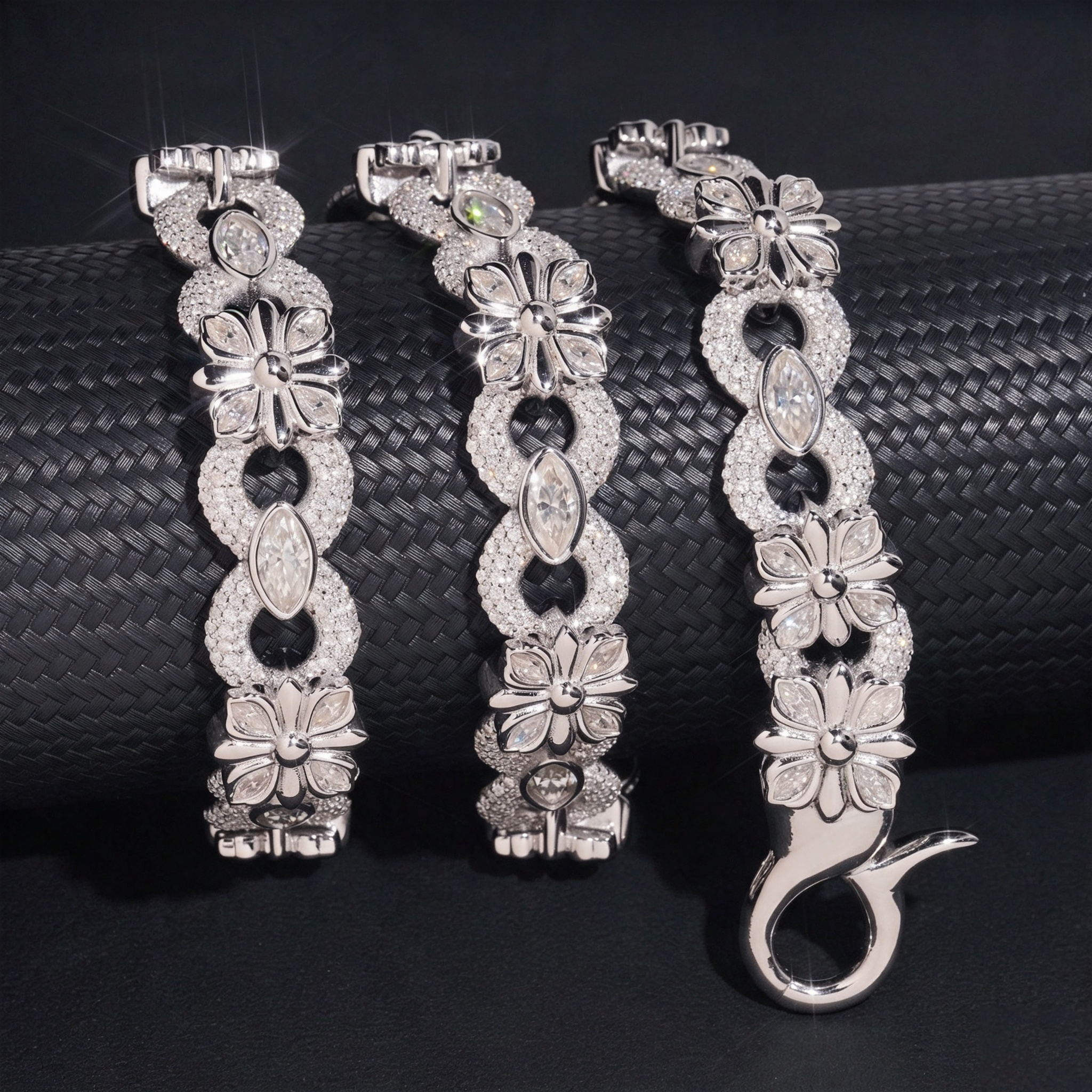 15mm Moissanite cross infinity link wallet Chain Lock