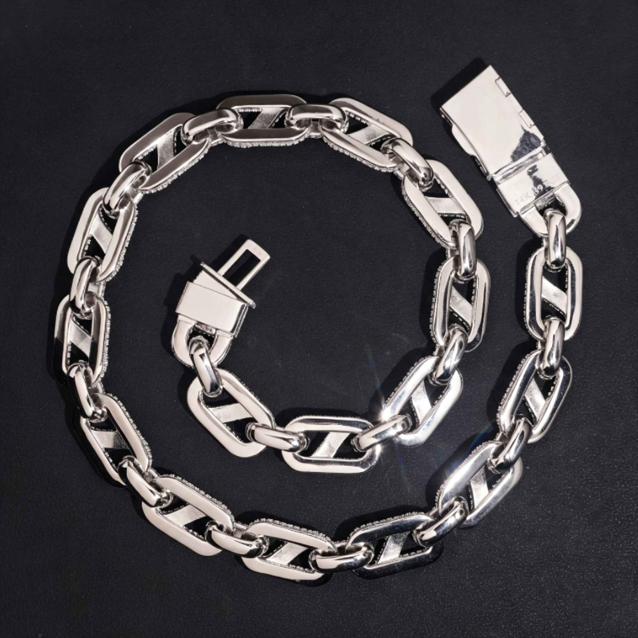 15mm Moissanite Mosaic oval link iced Chain 