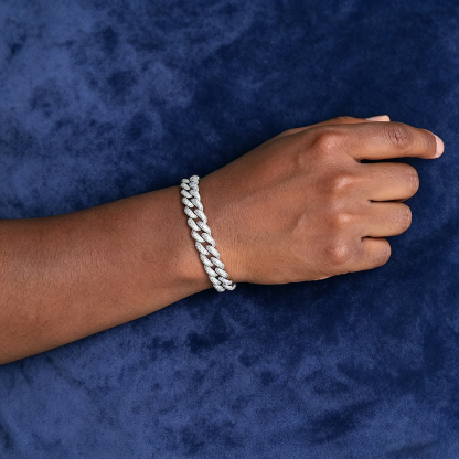 15mm S925 Moissanite Tri-Color Cuban Bracelet