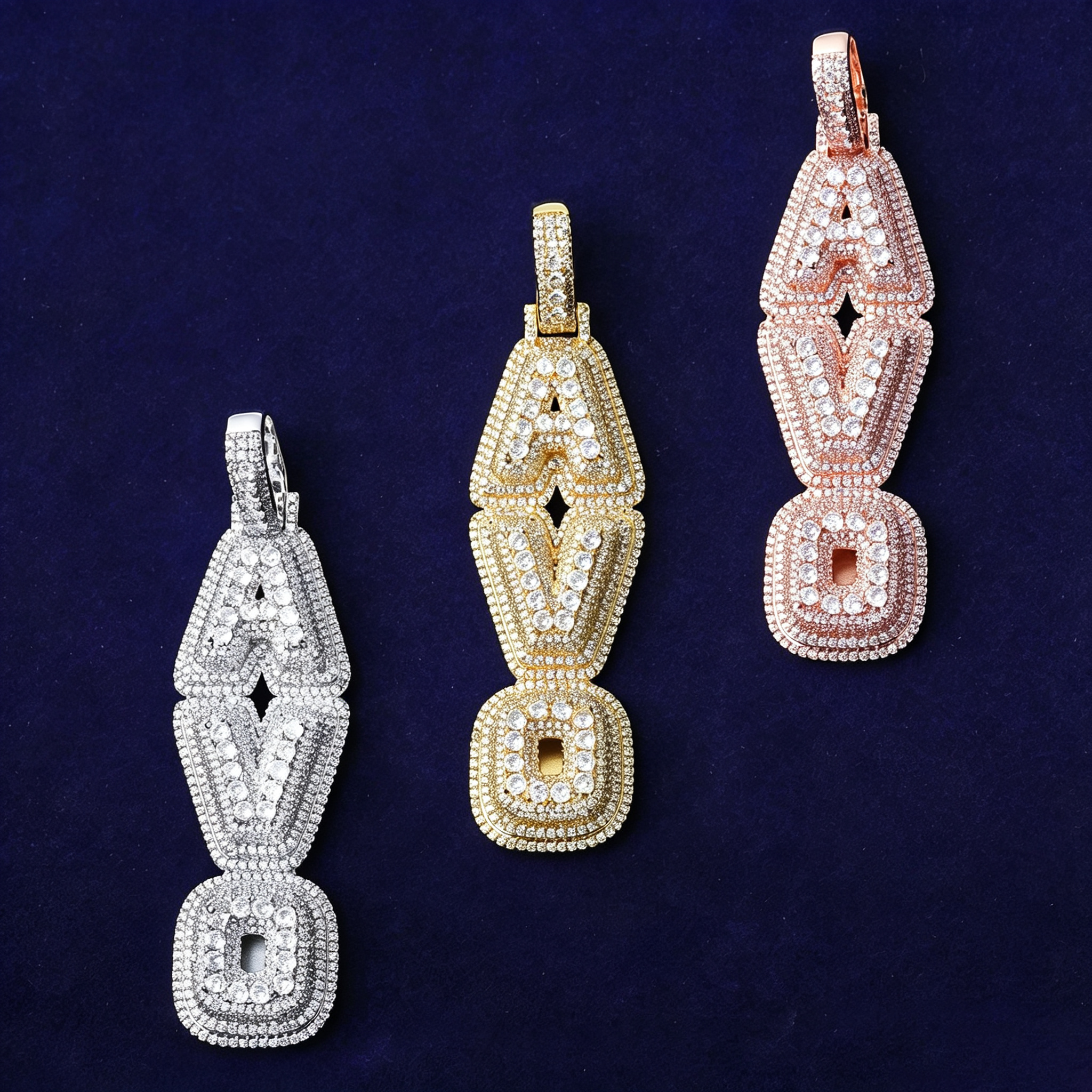 Moissanite Custom 3D AVO Letter Pendant