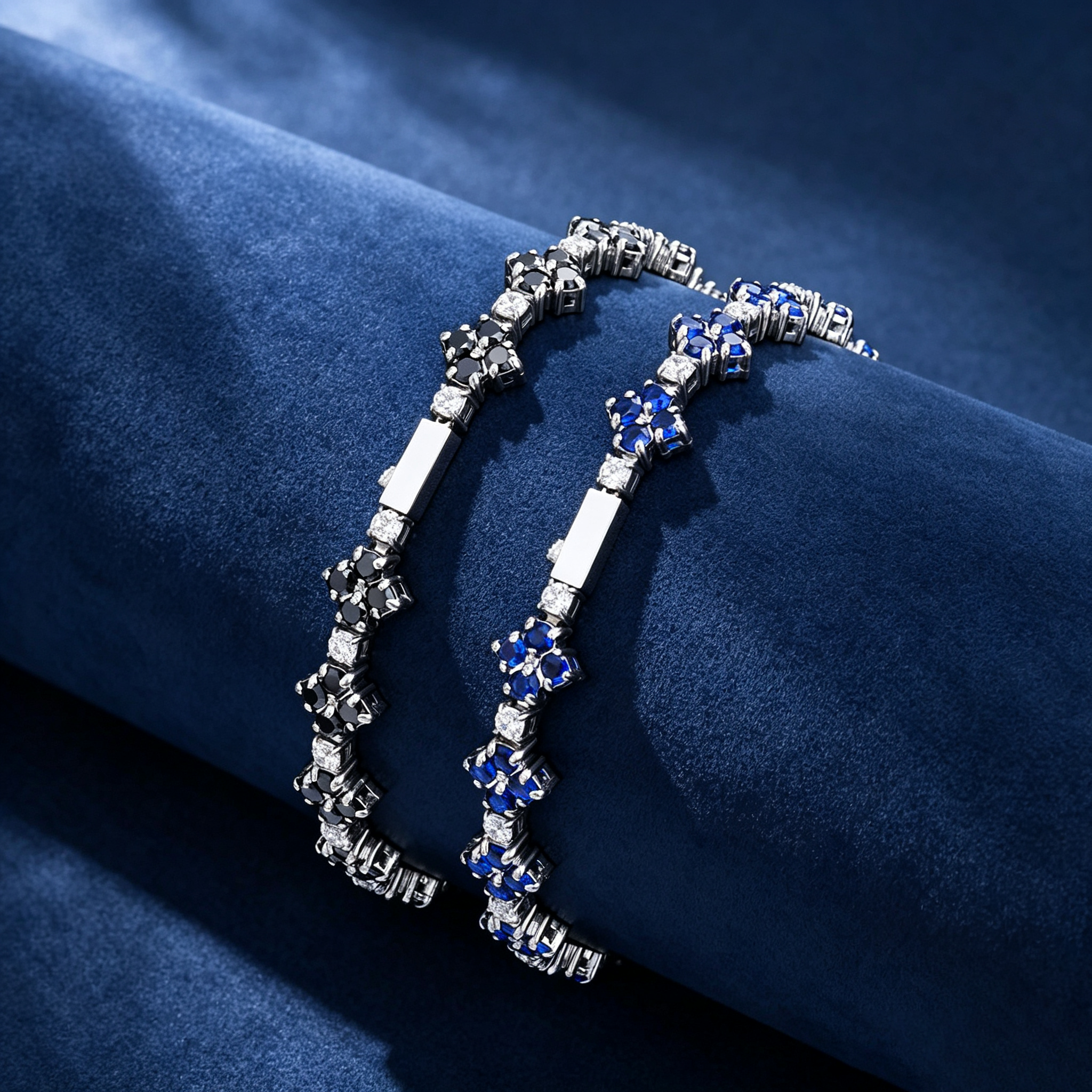 8mm Moissanite Alternating Flower Tennis Bracelet