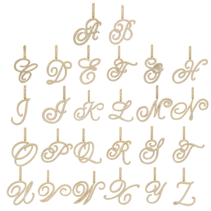 Cursive Style A to Z Initial Letters Pendant in Gold