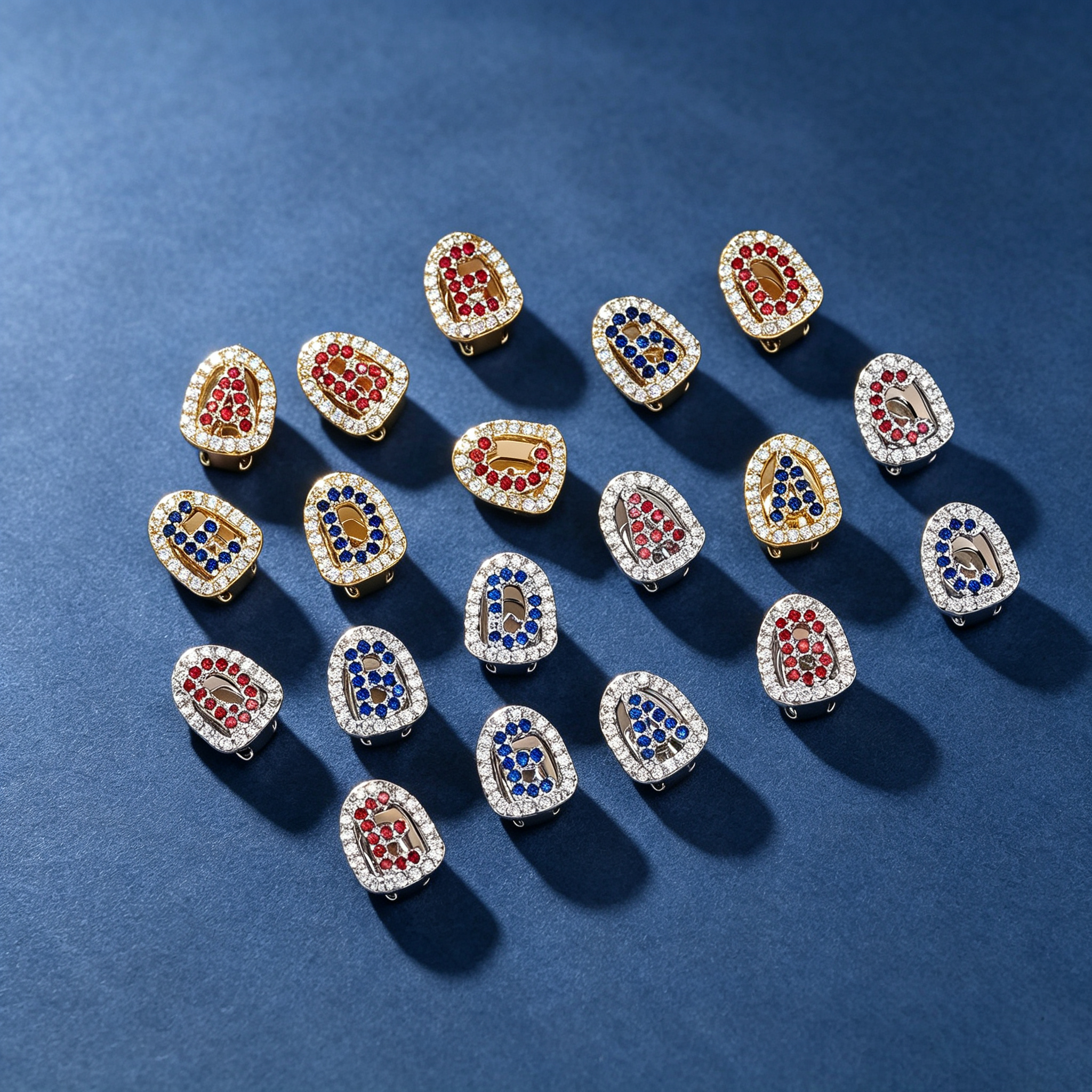 Custom Trendy Colored Moissanite A-Z Letter Tooth Gems