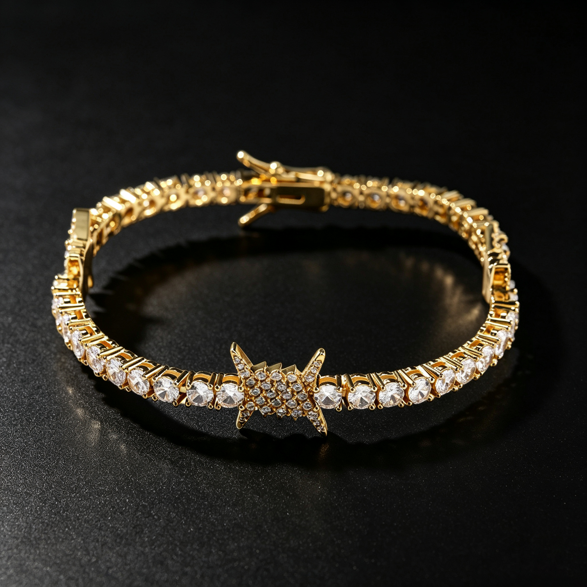Moissanite Wire-Wrapped Thorn Tennis Bracelet