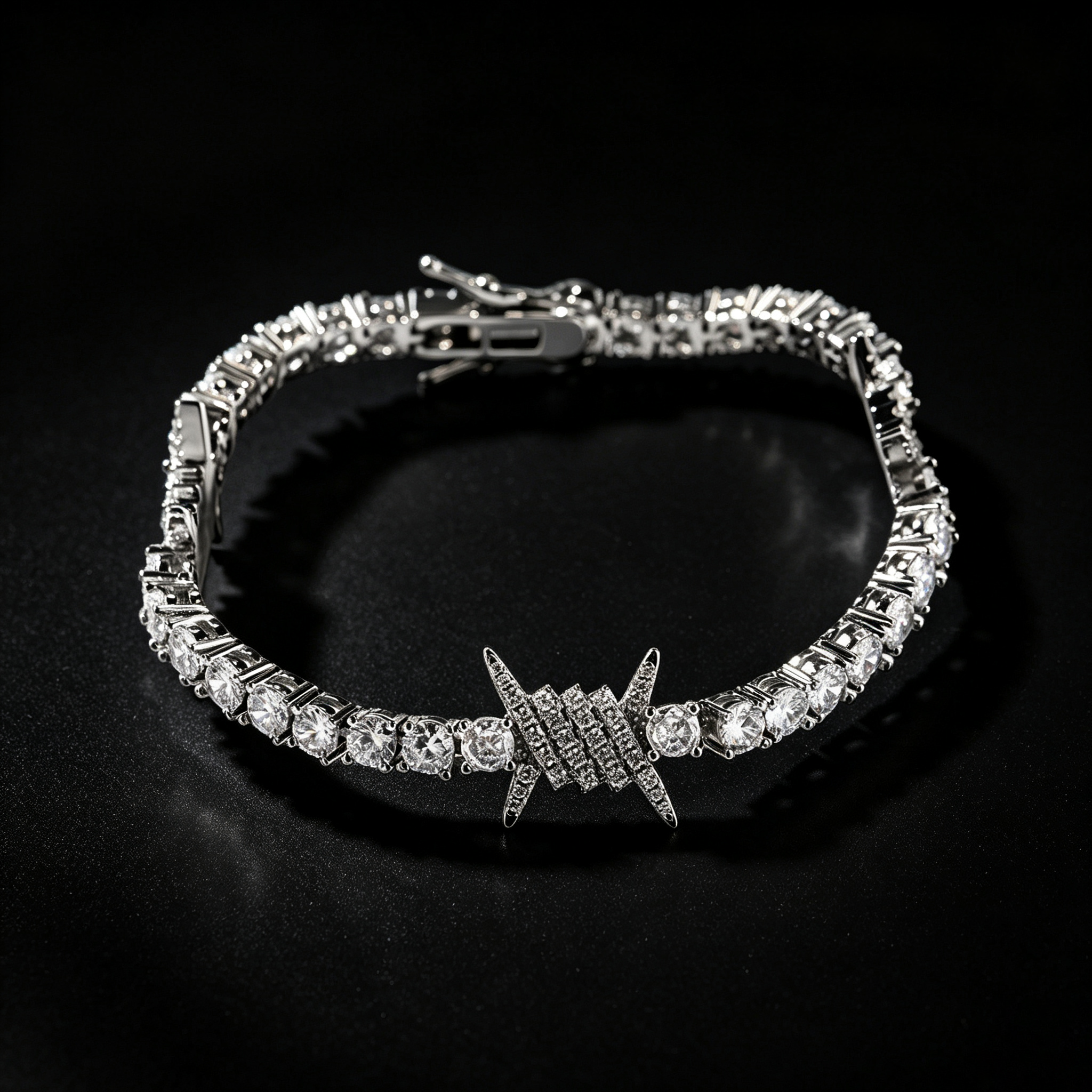 Moissanite Wire-Wrapped Thorn Tennis Bracelet