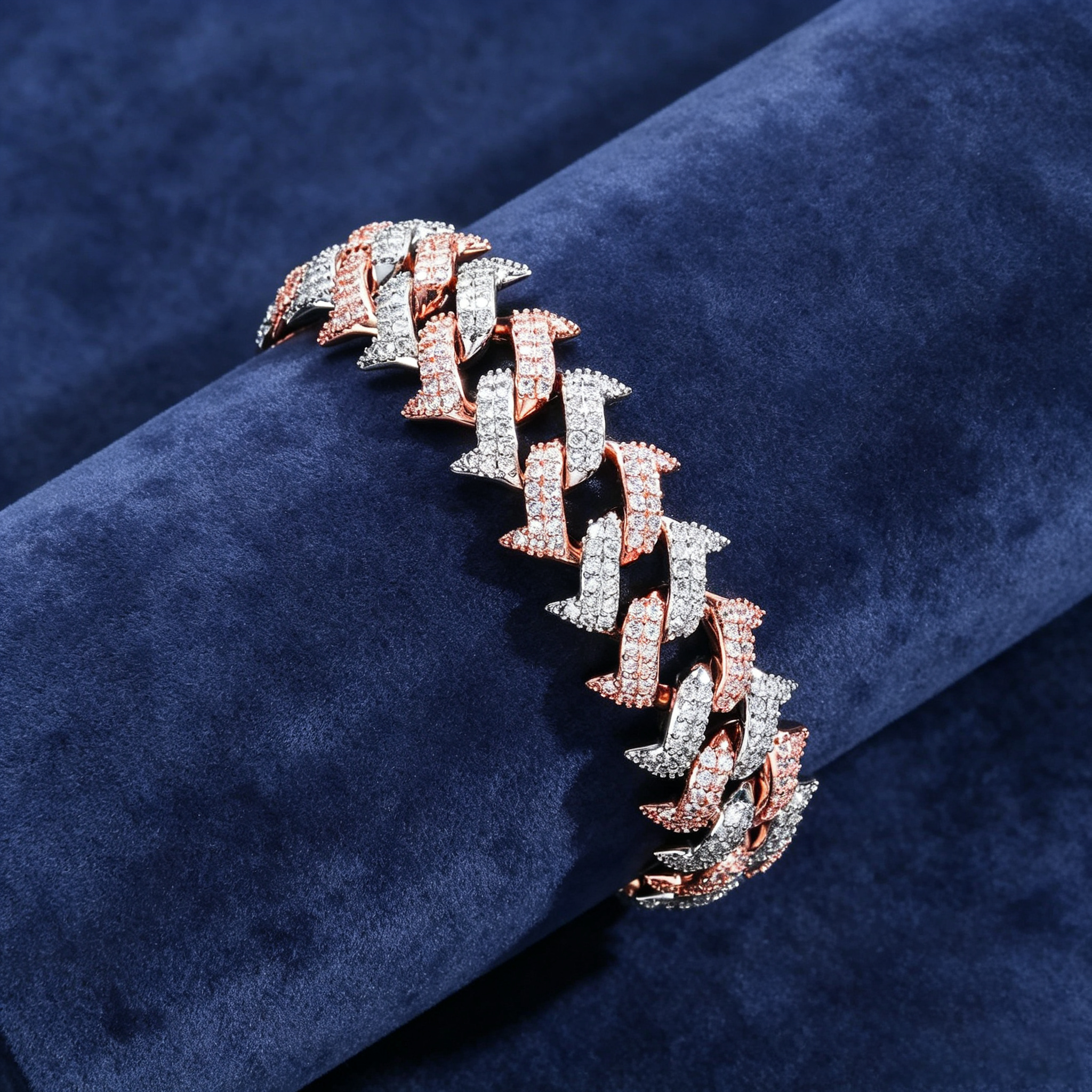 18mm S925 Moissanite Spiked Thorn Cuban Bracelet
