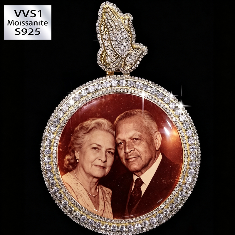 Custom Moissanite Photo Frame Pendant