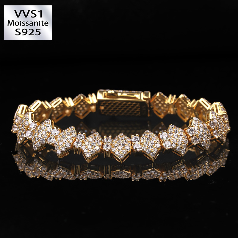 Moissanite Diamond-Shaped Round Diamond Bracelet