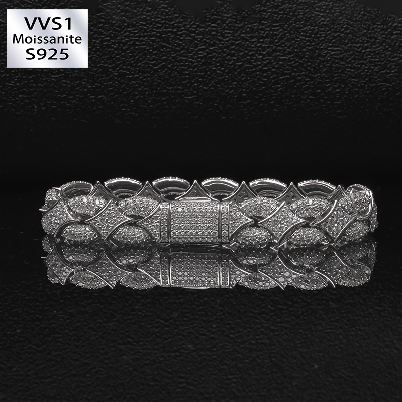 Iced Out Rhombus Interlocking Moissanite Bracelet