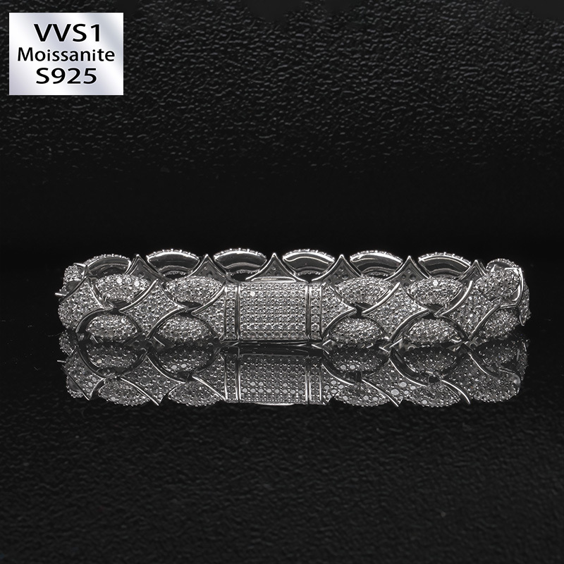 Iced Out Rhombus Interlocking Moissanite Bracelet
