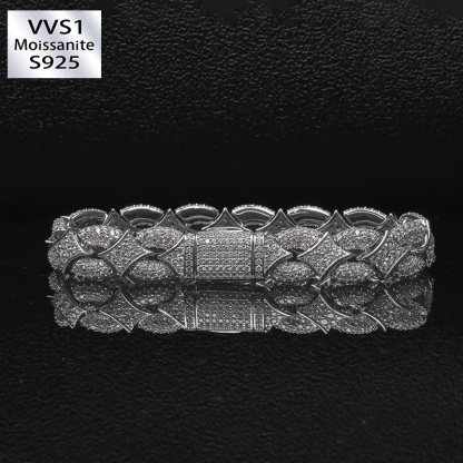 Iced Out Rhombus Interlocking Moissanite Bracelet