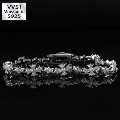 Moissanite Rhombic Cross Bracelet