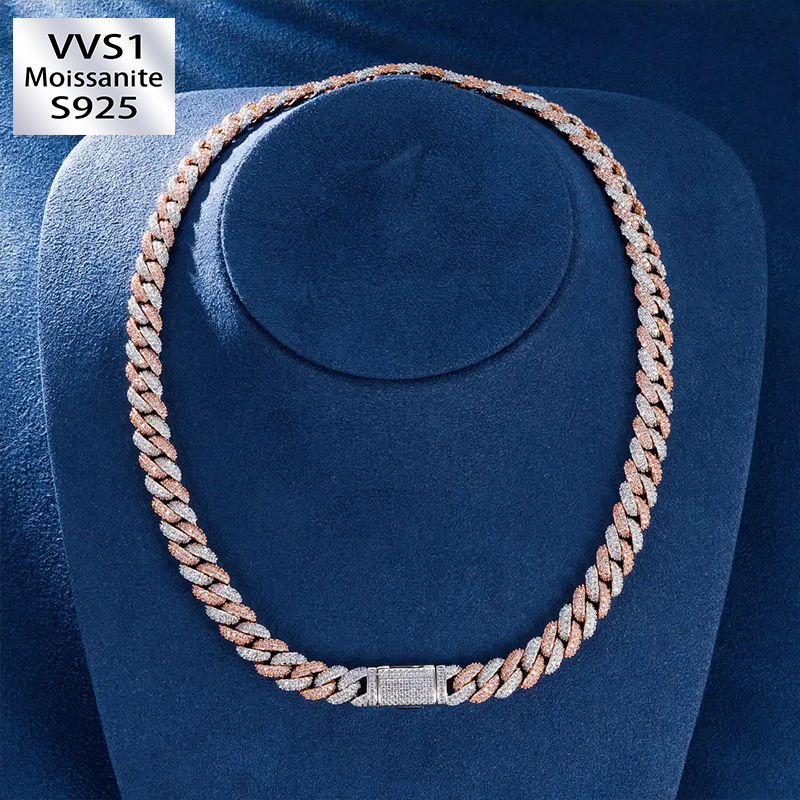 10mm Two-Tone Moissanite Chain