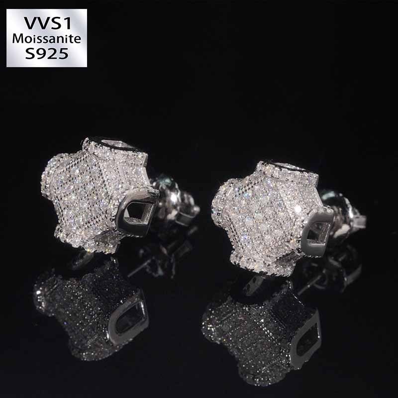 10mm925 Silver Moissanite Olive-Shaped Spiral Stud Earrings