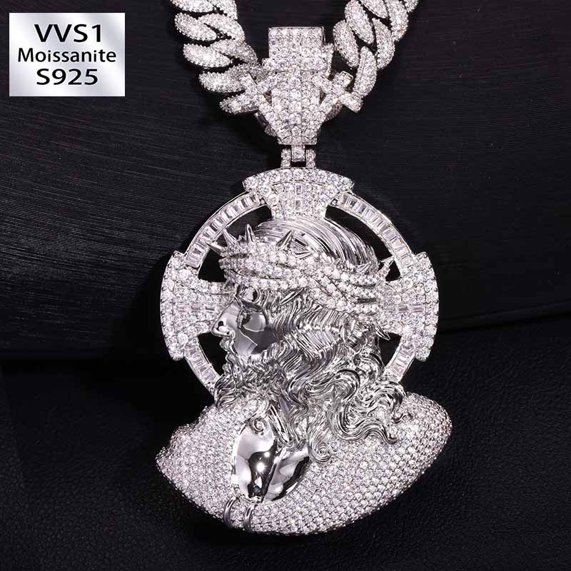 Iced‑Out Moissanite Portrait Pendant