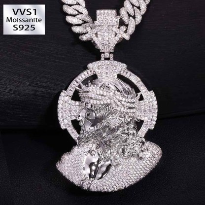 Iced‑Out Moissanite Portrait Pendant