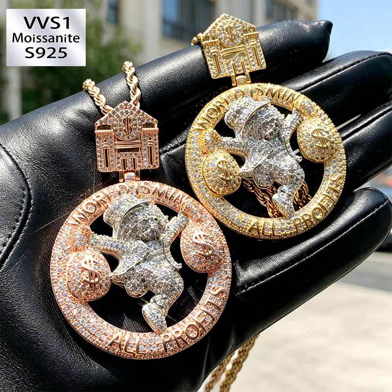 Moissanite Hip-hop Money Bag Boy Pendant