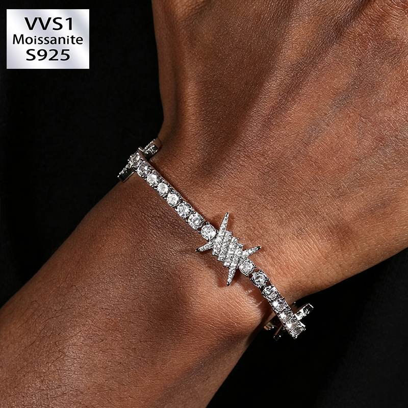 Moissanite Wire-Wrapped Thorn Tennis Bracelet