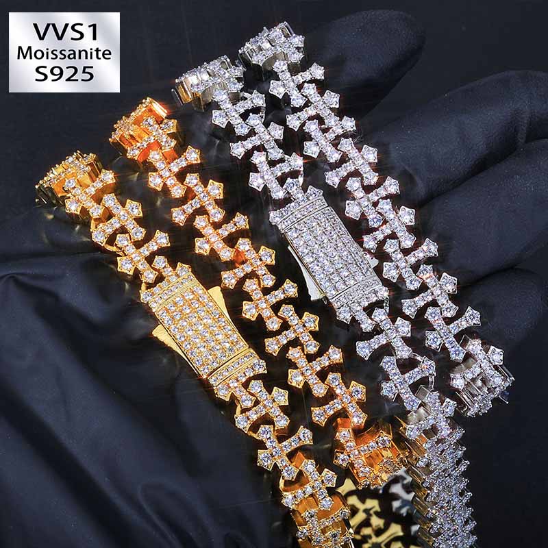 Moissanite Hip-Hop Cross Necklace Snowflake Chain