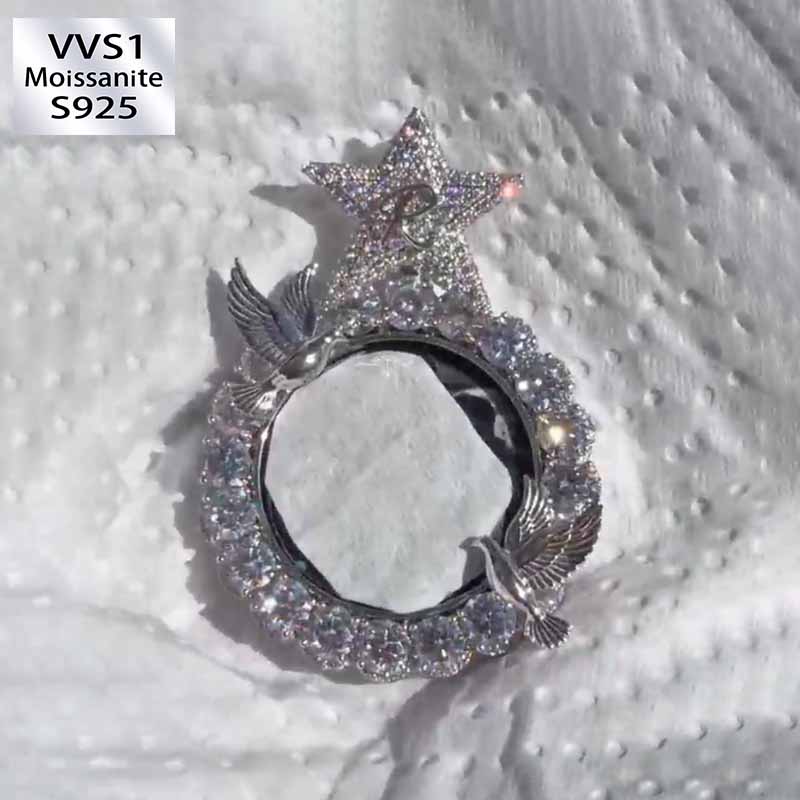 Peace Dove Stars World  Moissanite Customized Pendant