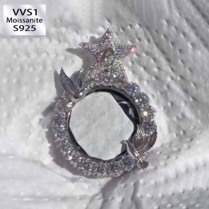 Peace Dove Stars World  Moissanite Customized Pendant