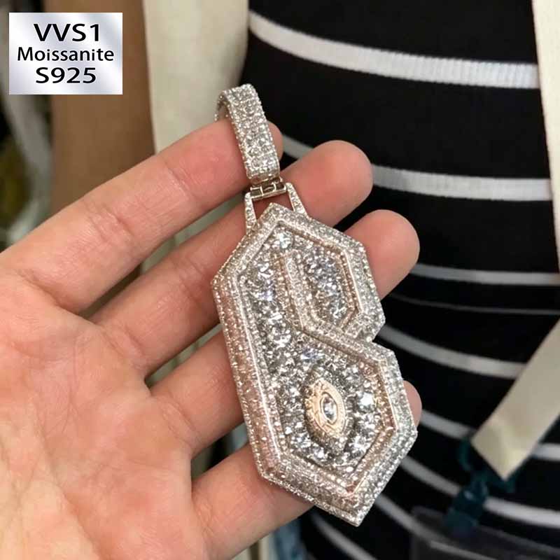 Visual Center Number 6 Moissanite Pendant