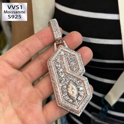 Visual Center Number 6 Moissanite Pendant