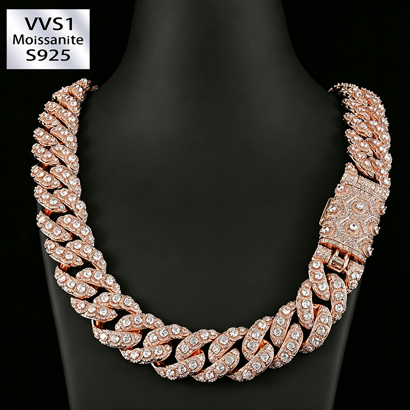 20mm Moissanite Hip-Hop Teardrop-Shaped Cuban Chain
