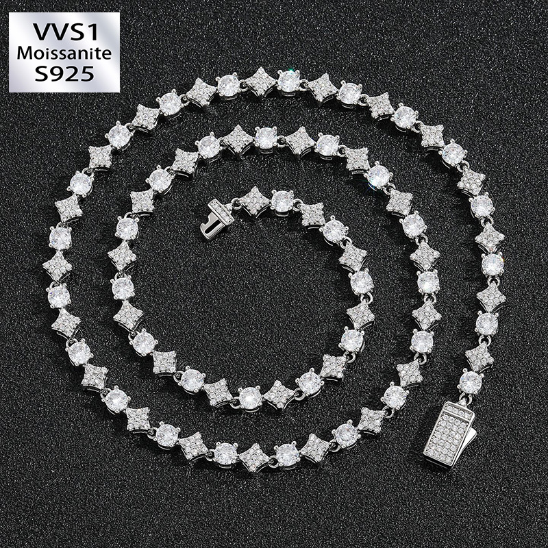 6MM Moissanite Hip-Hop Star Tennis Bracelet Chain