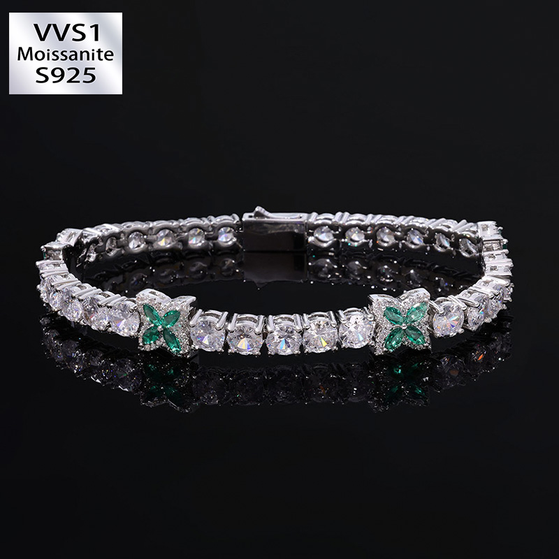5mm Moissanite Four-Leaf Clover Tennis Bracelet