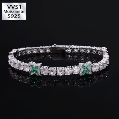 5mm Moissanite Four-Leaf Clover Tennis Bracelet