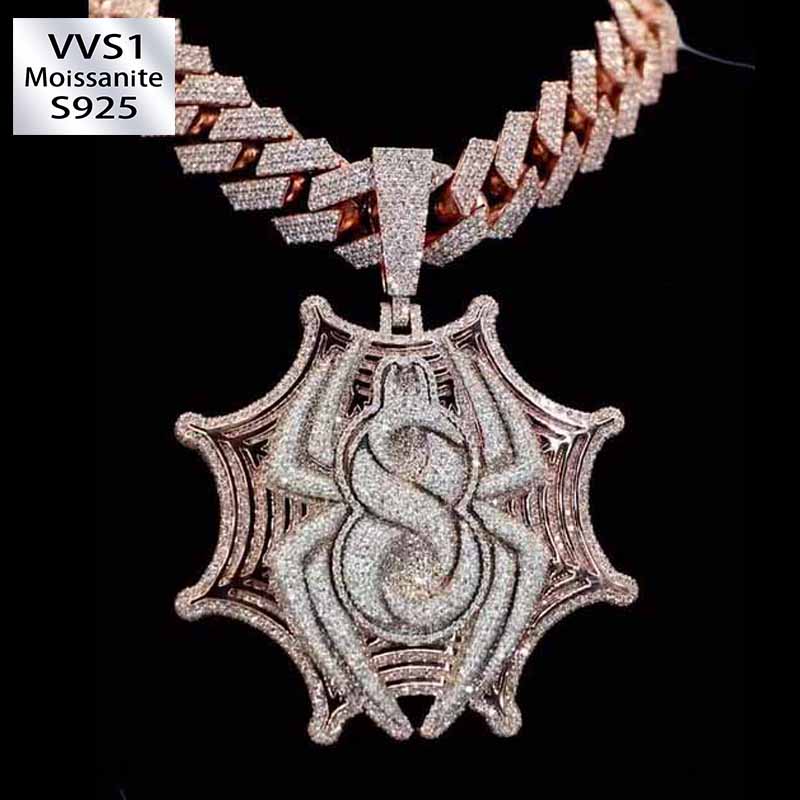 Moissanite Figure 8 Design Spider Web Pendant