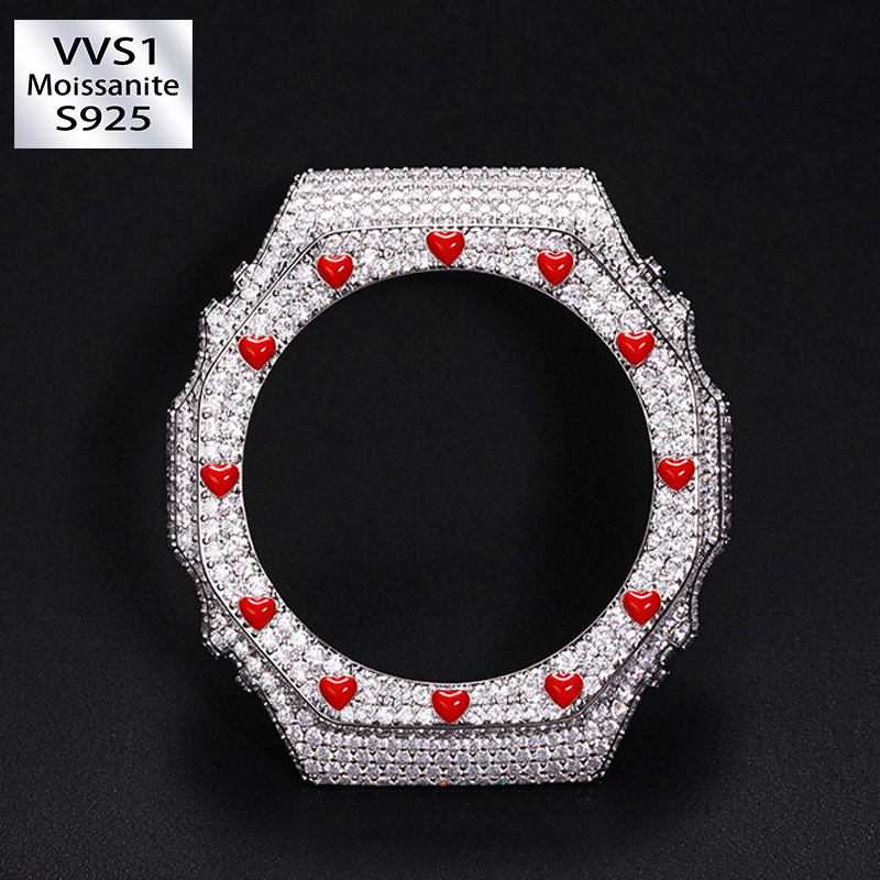 GA2100GB Moissanite Enamel Heart Watch Case Bezel