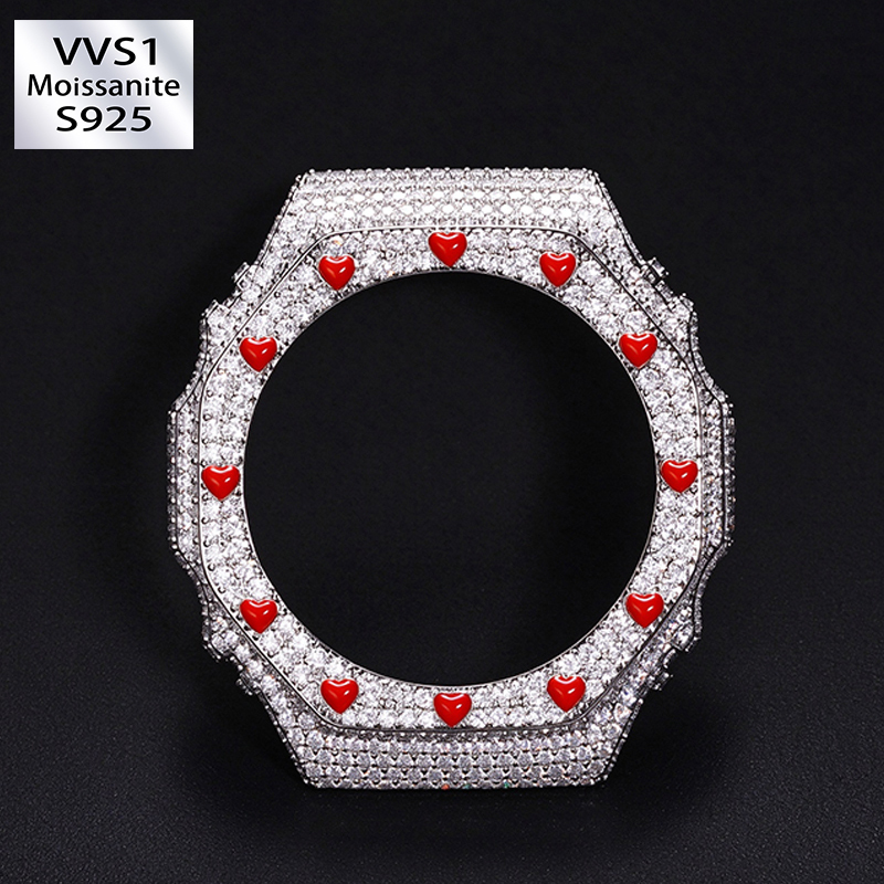 GA2100GB Moissanite Enamel Heart Watch Case Bezel