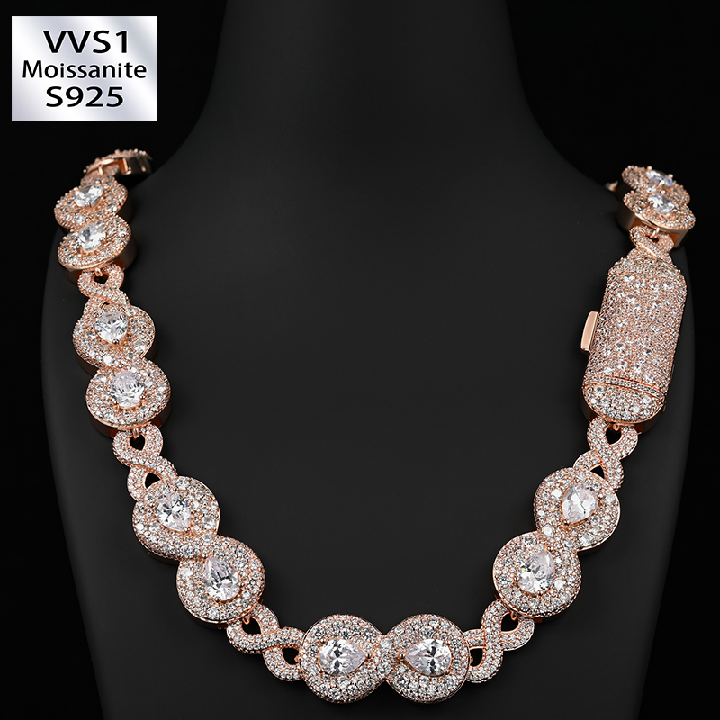 18mm Iced Out Moissanite Infinity Cuban Chain
