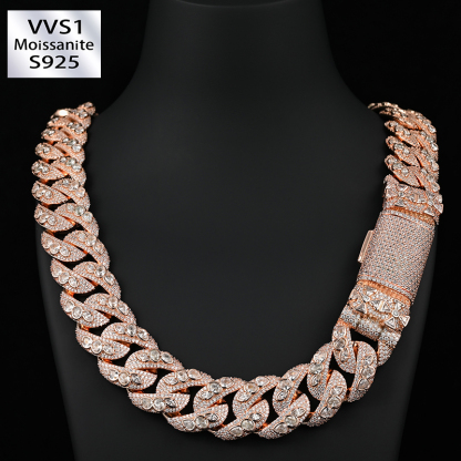 20mm Iced Out Moissanite Irregular Stone Hip Hop Cuban Chain