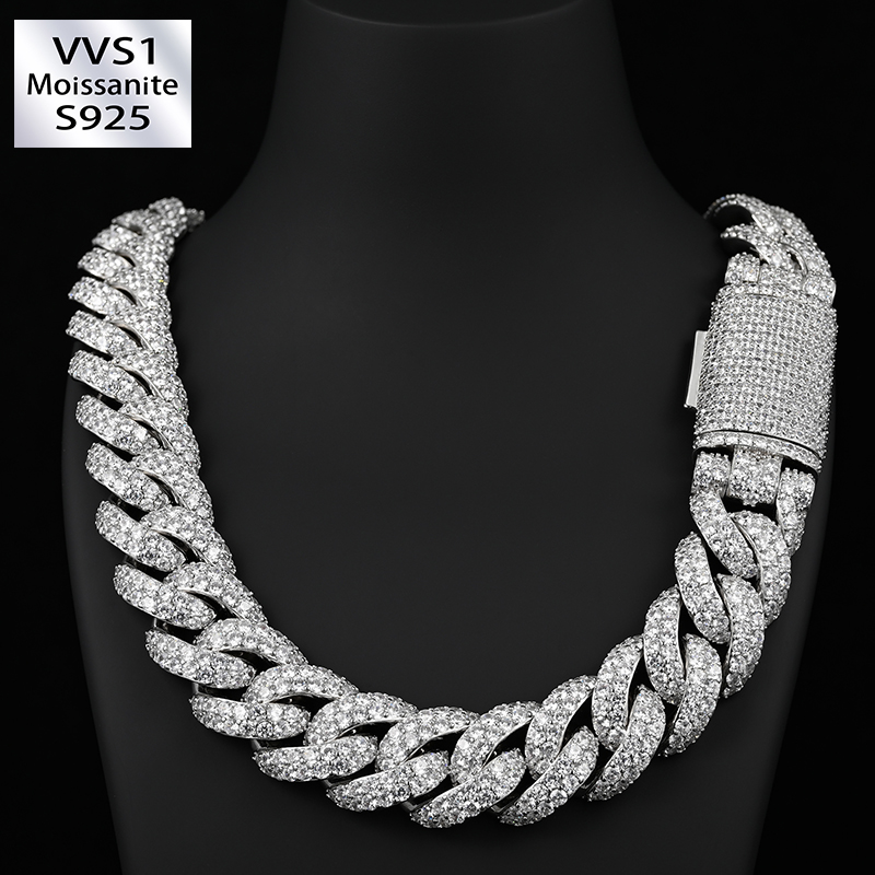 20mm Moissanite Hip-Hop Double-Row Heavy Cuban Chain