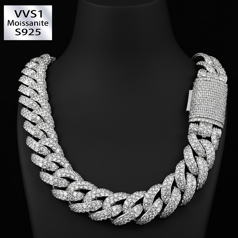20mm Moissanite Hip-Hop Double-Row Heavy Cuban Chain