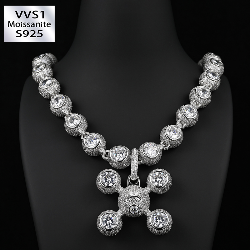 15mm Ball Link Fully Iced Out Moissanite Cuban Chain