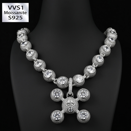 15mm Ball Link Fully Iced Out Moissanite Cuban Chain