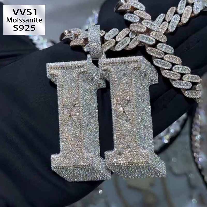 3D Moissanite Details Design X Pendant     