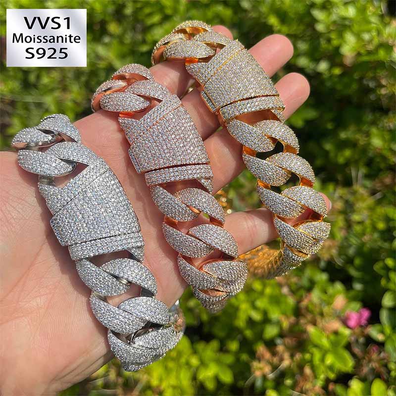 25mm Hip-Hop Moissanite Bubble Cuban Link Necklace