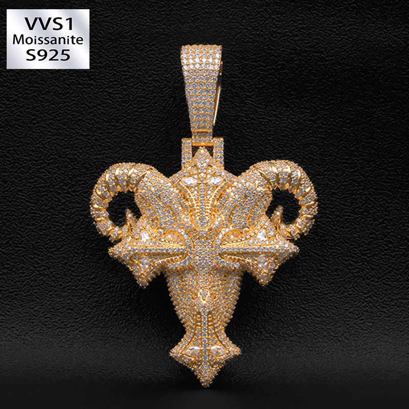 Moissanite Goat Head Pendant