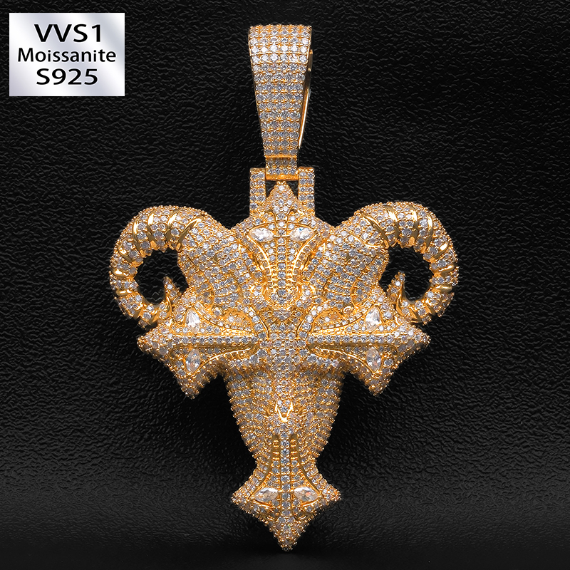 Moissanite Goat Head Pendant