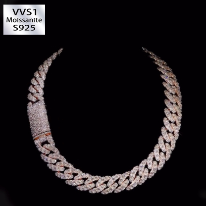 22mm Moissanite Single-Row Pear-Cut Cuban Chain
