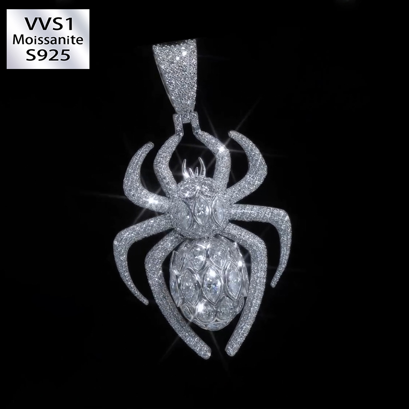 3D Moissanite Spider Pendant